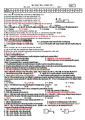 Bộ đề kiểm tra 15 phút môn Vật lý Lớp 8 (Kèm đáp án)